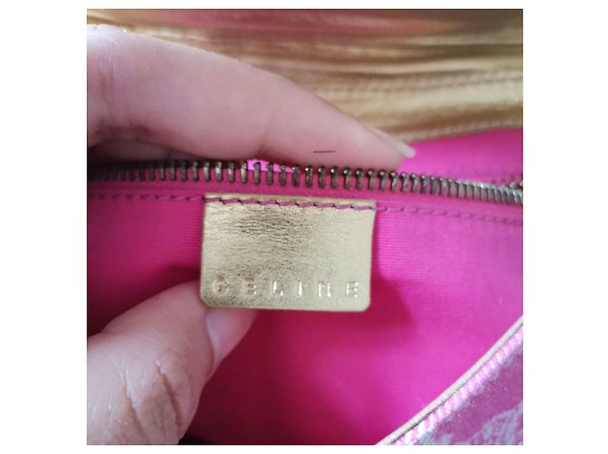 Borsa a mano Céline Triomphe in denim rosa - vista 8