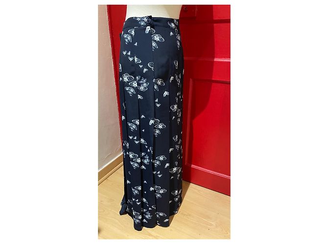 Falda plisada Agnès b. azul marino y blanco - vista 3