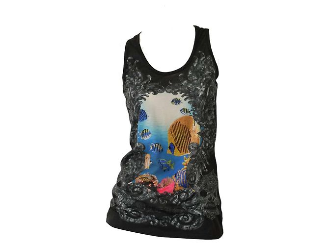 Top sin mangas Philipp Plein Gris Estampado Criaturas Marinas Multicolor - vista 7