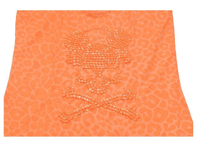 Philipp Plein Canotta Arancione Leopardata con Teschio Mickey M - vista 6