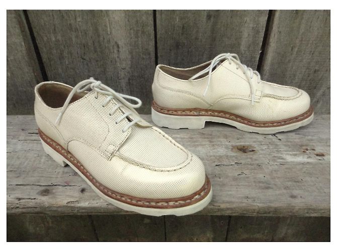 Derby Paraboot X Anne Thomas Chambort Pelle Bianca e Oro Bianco D'oro - vista 3