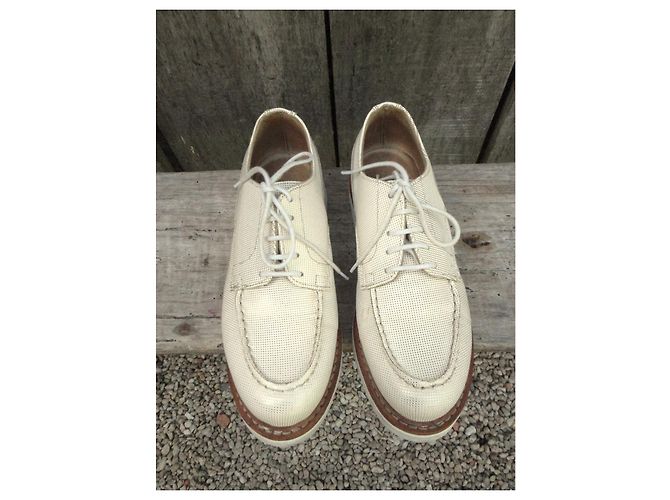 Derby Paraboot X Anne Thomas Chambort Pelle Bianca e Oro Bianco D'oro - vista 4