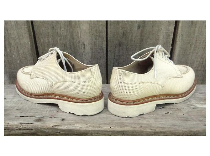 Derby Paraboot X Anne Thomas Chambort Pelle Bianca e Oro Bianco D'oro - vista 5