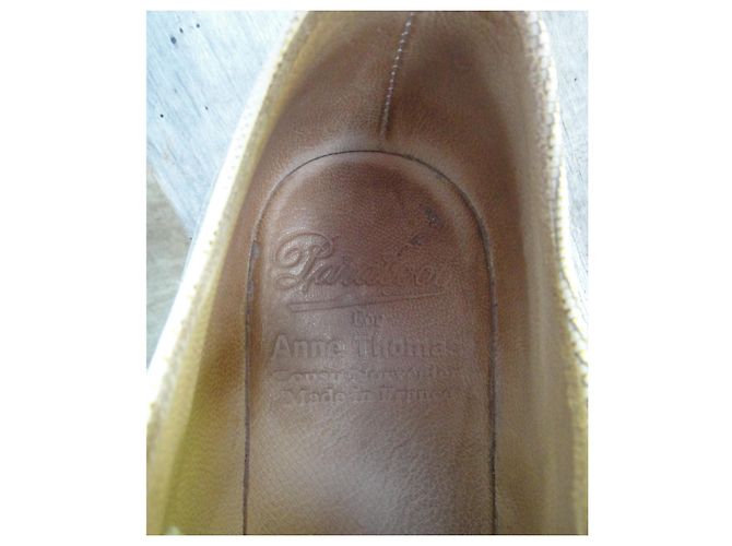 Derby Paraboot X Anne Thomas Chambort Pelle Bianca e Oro Bianco D'oro - vista 7