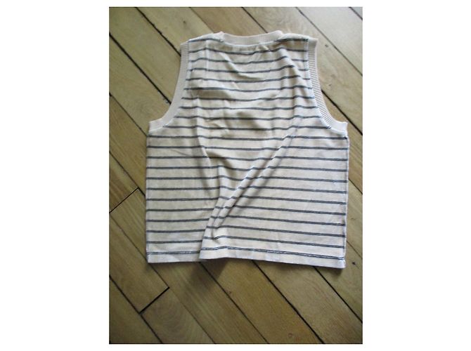 Sonia Rykiel Samtoberteil gestreift, Größe L. Beige - Ansicht 5