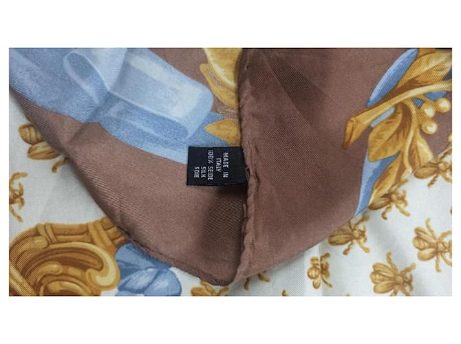 Sciarpa di seta Lancel Giallo Marrone Blu Multicolore - vista 3