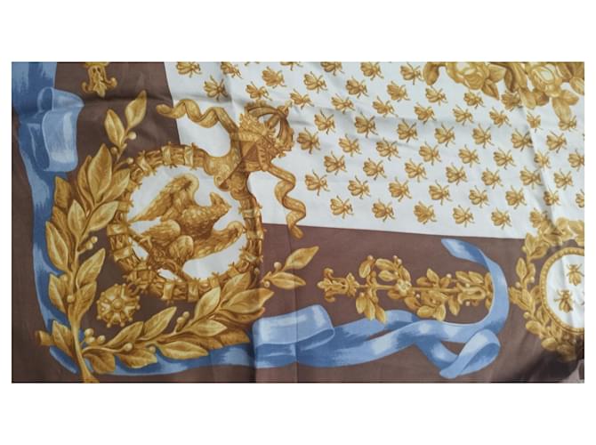 Sciarpa di seta Lancel Giallo Marrone Blu Multicolore - vista 4