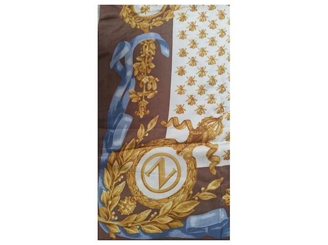 Sciarpa di seta Lancel Giallo Marrone Blu Multicolore - vista 5