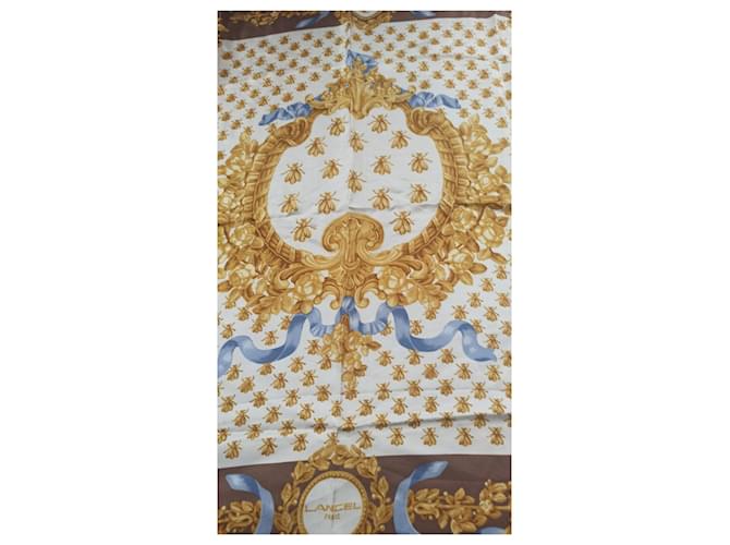Sciarpa di seta Lancel Giallo Marrone Blu Multicolore - vista 6
