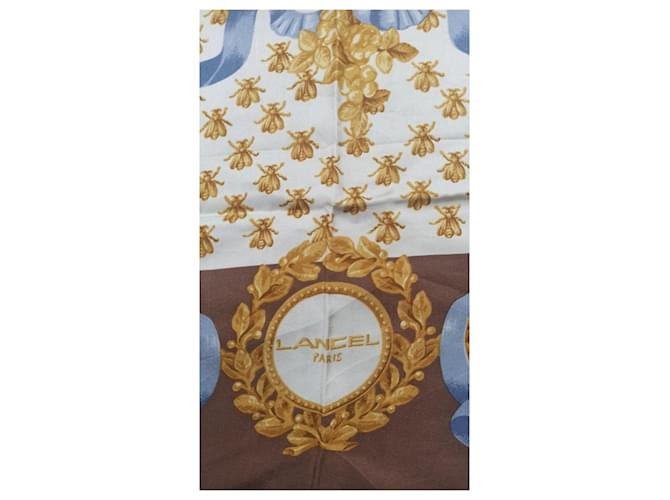 Sciarpa di seta Lancel Giallo Marrone Blu Multicolore - vista 7