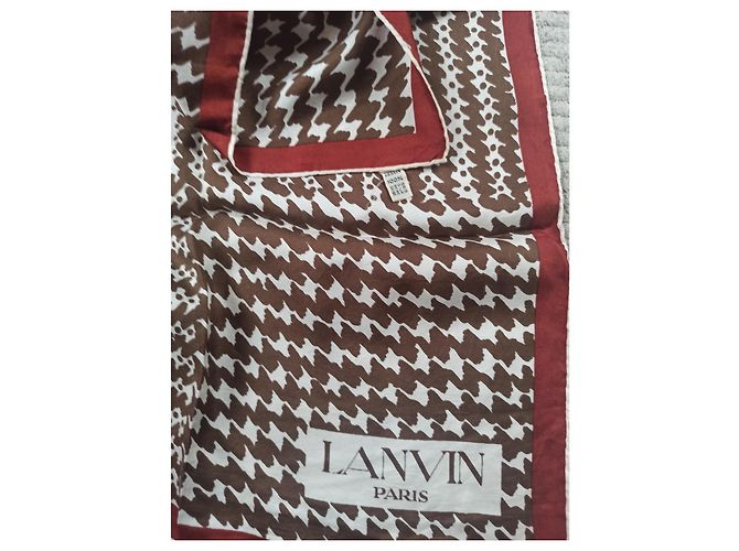 Sciarpa Lanvin in seta marrone beige rosso scuro Bordò - vista 4