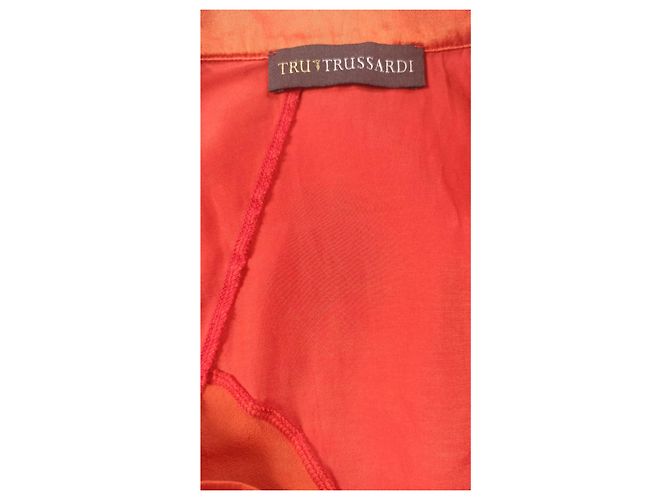 Top sin mangas Trussardi de seda y algodón naranja - vista 4