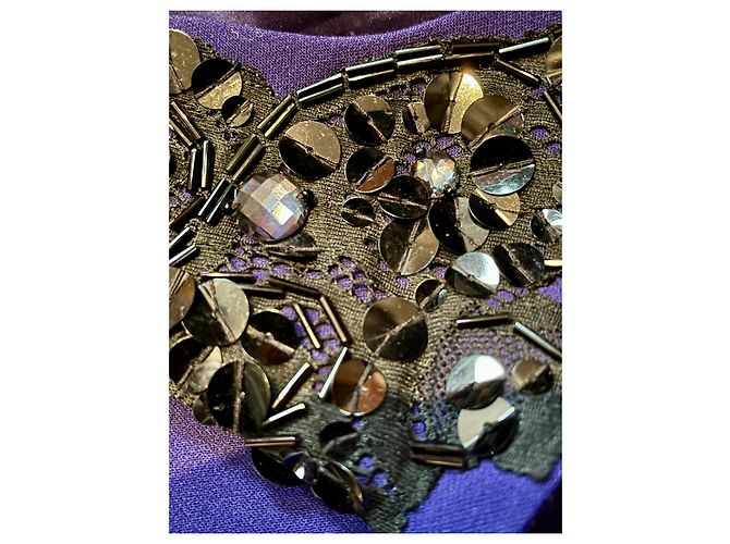 Diane Von Furstenberg Abito viola decorato di DvF McKennzie Nero Porpora - vista 4