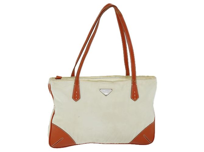 Tote PRADA Sac Cabas Nylon Beige Orange Auth 75334 - vue 13