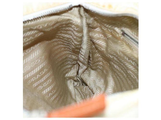 Tote PRADA Sac Cabas Nylon Beige Orange Auth 75334 - vue 20