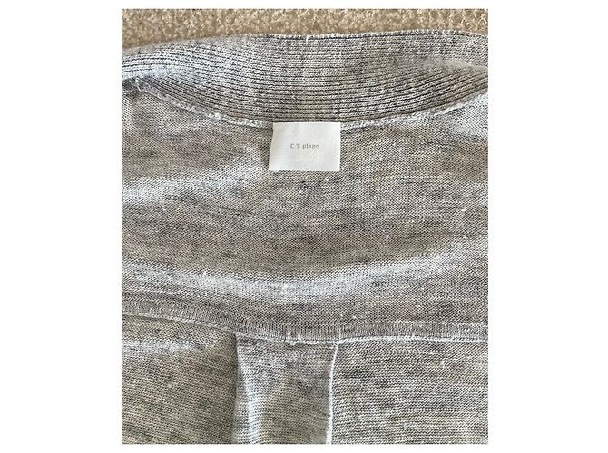 Autre Marque Langer Mantel oder Strickjacke aus grauem Leinen für den Strand in Größe 38-40. - Ansicht 10