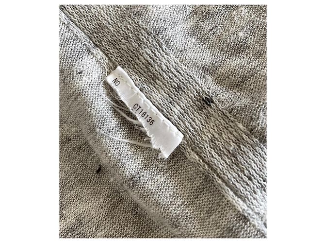 Autre Marque Langer Mantel oder Strickjacke aus grauem Leinen für den Strand in Größe 38-40. - Ansicht 11