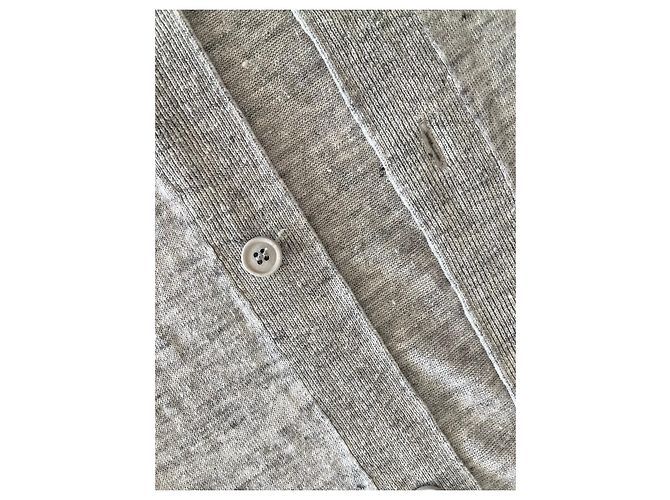 Autre Marque Langer Mantel oder Strickjacke aus grauem Leinen für den Strand in Größe 38-40. - Ansicht 12