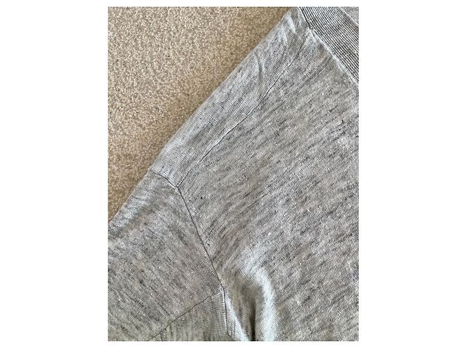 Autre Marque Langer Mantel oder Strickjacke aus grauem Leinen für den Strand in Größe 38-40. - Ansicht 14