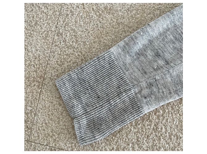 Autre Marque Langer Mantel oder Strickjacke aus grauem Leinen für den Strand in Größe 38-40. - Ansicht 15