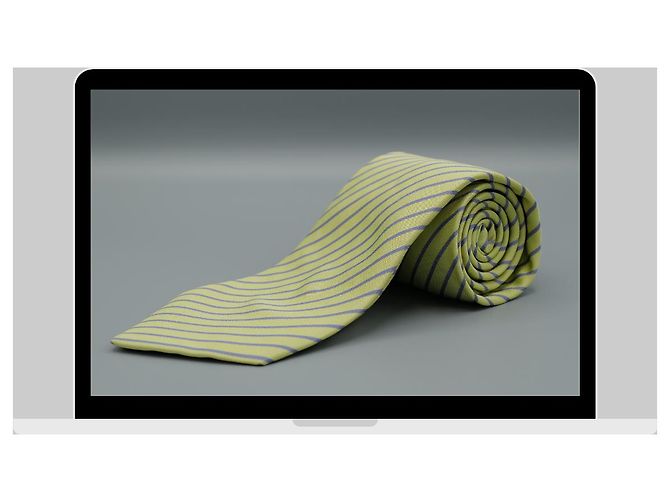 Hermès Corbata Verde e Rayas Grises - vista 3