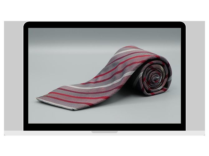 Cravatta Lanvin in seta rossa a righe Rosso - vista 3
