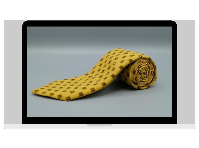 Autre Marque Corbata Amarilla con Cuadros Marrones Giallo - vista 3