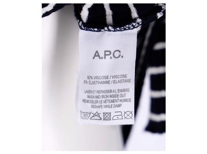 Apc A.P.C. Gestreiftes Minikleid aus marineblauer Viskose - Ansicht 10