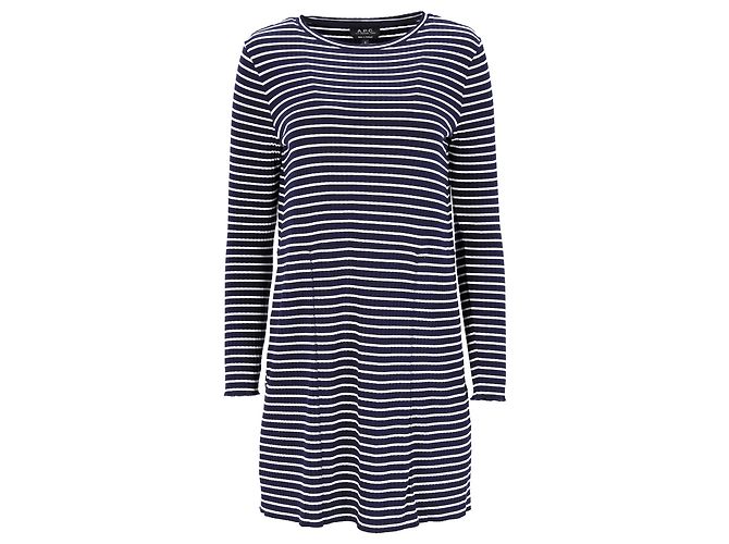 Apc A.P.C. Gestreiftes Minikleid aus marineblauer Viskose - Ansicht 6