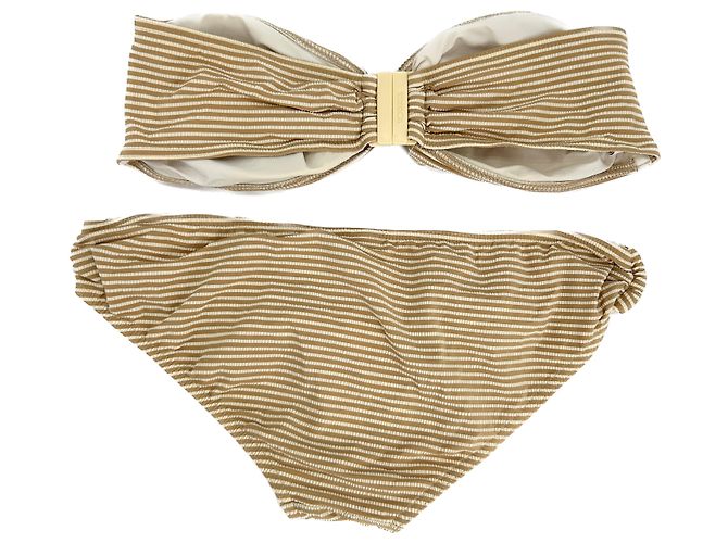 Autre Marque Nicht signiert / Unsignierte Badebekleidung T.FR 38 Polyester Beige - Ansicht 2
