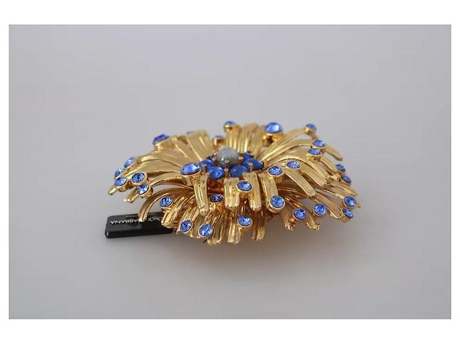 Dolce & Gabbana Spilla di gioielleria decorata con cristalli blu e ottone dorato D'oro - vista 3