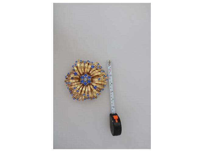 Dolce & Gabbana Spilla di gioielleria decorata con cristalli blu e ottone dorato D'oro - vista 4