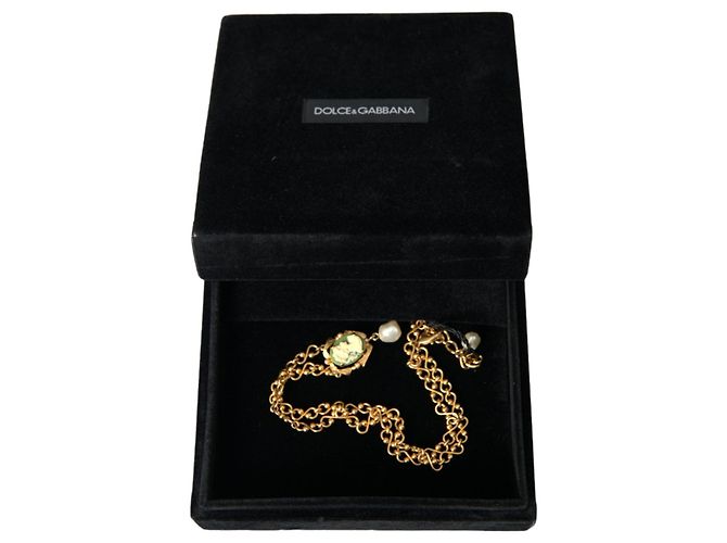 Dolce & Gabbana Collana con ciondolo di perla e catena in ottone dorato D'oro - vista 3