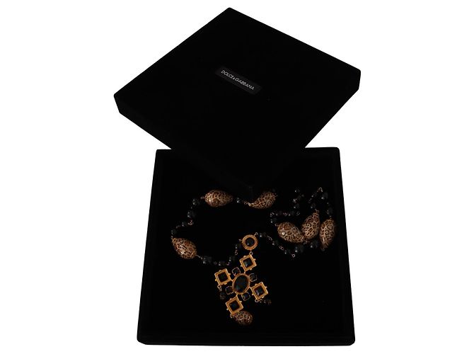 Dolce & Gabbana Elegante Charme Kreuzkette mit Kristalldetails Golden - Ansicht 3