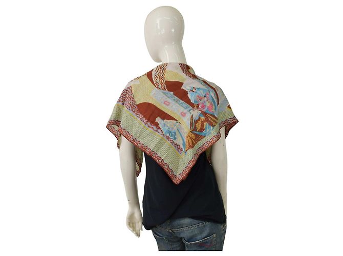 Foulard quadrato in seta Nina Ricci multicolore marrone beige - vista 2