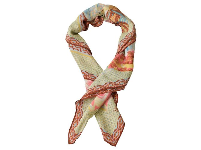 Foulard quadrato in seta Nina Ricci multicolore marrone beige - vista 3