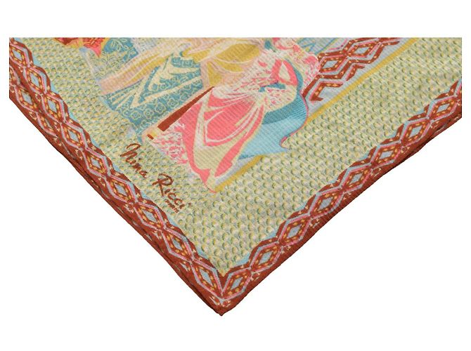 Foulard quadrato in seta Nina Ricci multicolore marrone beige - vista 5