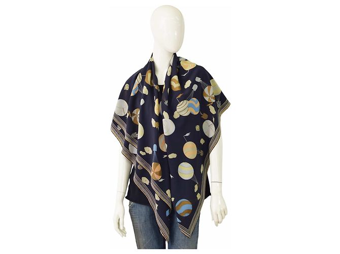 Foulard quadrato in seta Fendi Blue Hot-Air Balloons - vista 2