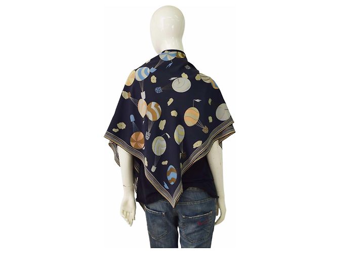 Foulard quadrato in seta Fendi Blue Hot-Air Balloons - vista 3