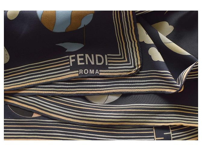 Foulard quadrato in seta Fendi Blue Hot-Air Balloons - vista 4