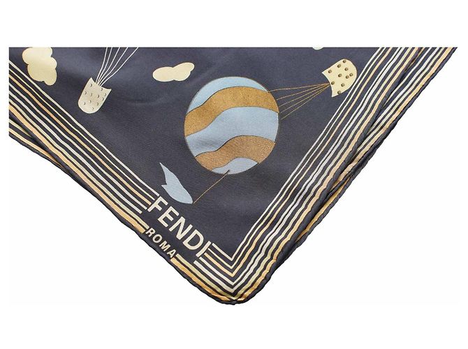 Foulard quadrato in seta Fendi Blue Hot-Air Balloons - vista 5