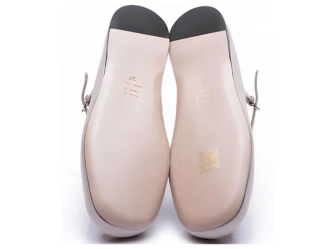 Ballerines Miu Miu en cuir beige - vue 3