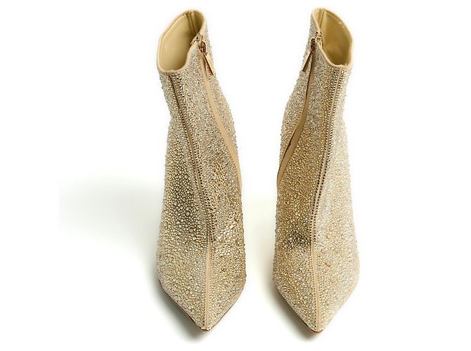 Botines Rene Caovilla con strass IT36 Botas de tobillo adornadas con joyas UK4 US6.5 Nuevas Beige Dorado - vista 3