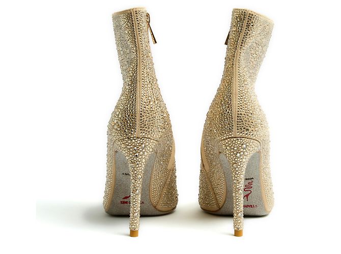 Botines Rene Caovilla con strass IT36 Botas de tobillo adornadas con joyas UK4 US6.5 Nuevas Beige Dorado - vista 4