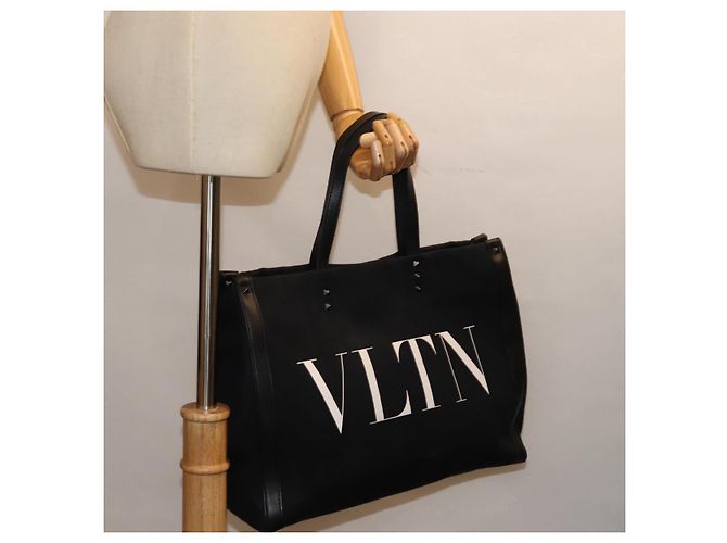VALENTINO Borsa Tote Canvas Nera Auth bs14456 Nero - vista 21