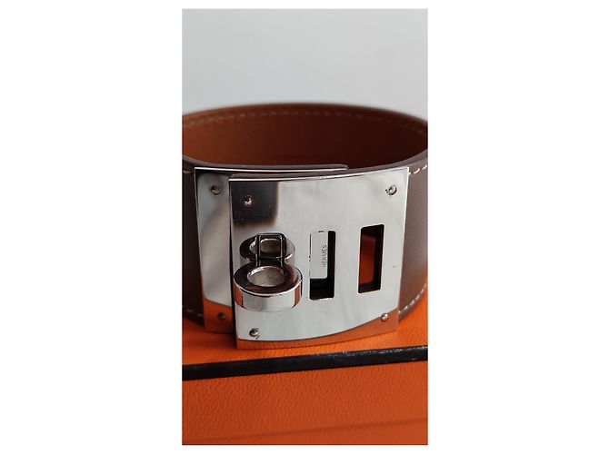 Bracciale Hermès Collier de chien in pelle kaki Cachi - vista 2