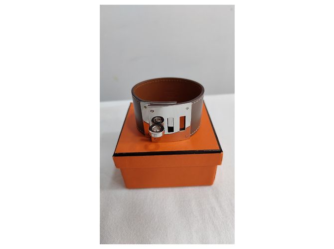 Bracciale Hermès Collier de chien in pelle kaki Cachi - vista 4