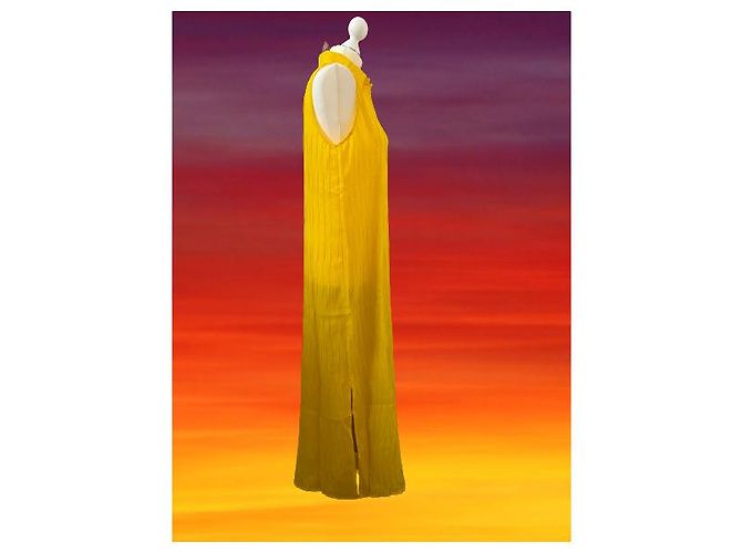 Autre Marque Vestido sin mangas amarillo Parah con botones - vista 3