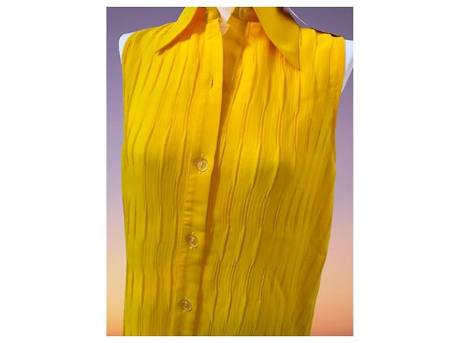 Autre Marque Vestido sin mangas amarillo Parah con botones - vista 4
