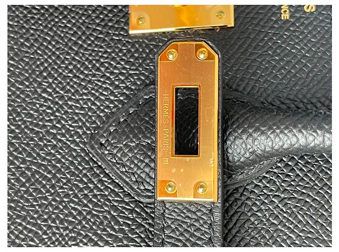 Hermès Birkin Sellier 25 cm in pelle Epsom nera con hardware dorato GHW Nero - vista 10